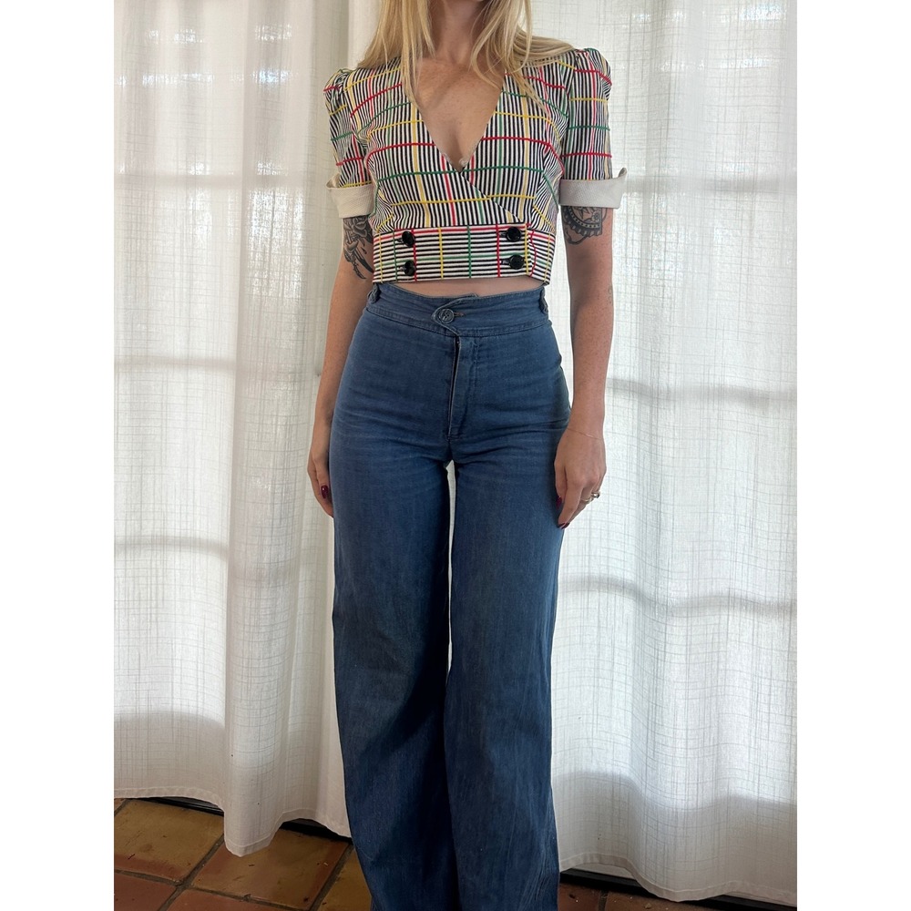 Vintage 70s Young Edwardian Arepja cropped blouse